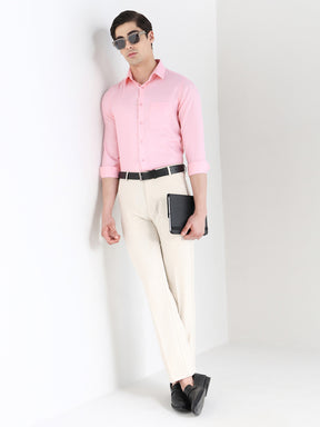 Men Slim Fit Cotton Rich Solid Formal Shirt