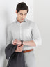 Bird Eye Textured Cotton Rich Formal Shirt in White