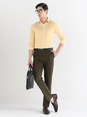 Men Slim Fit Cotton Rich Solid Formal Shirt