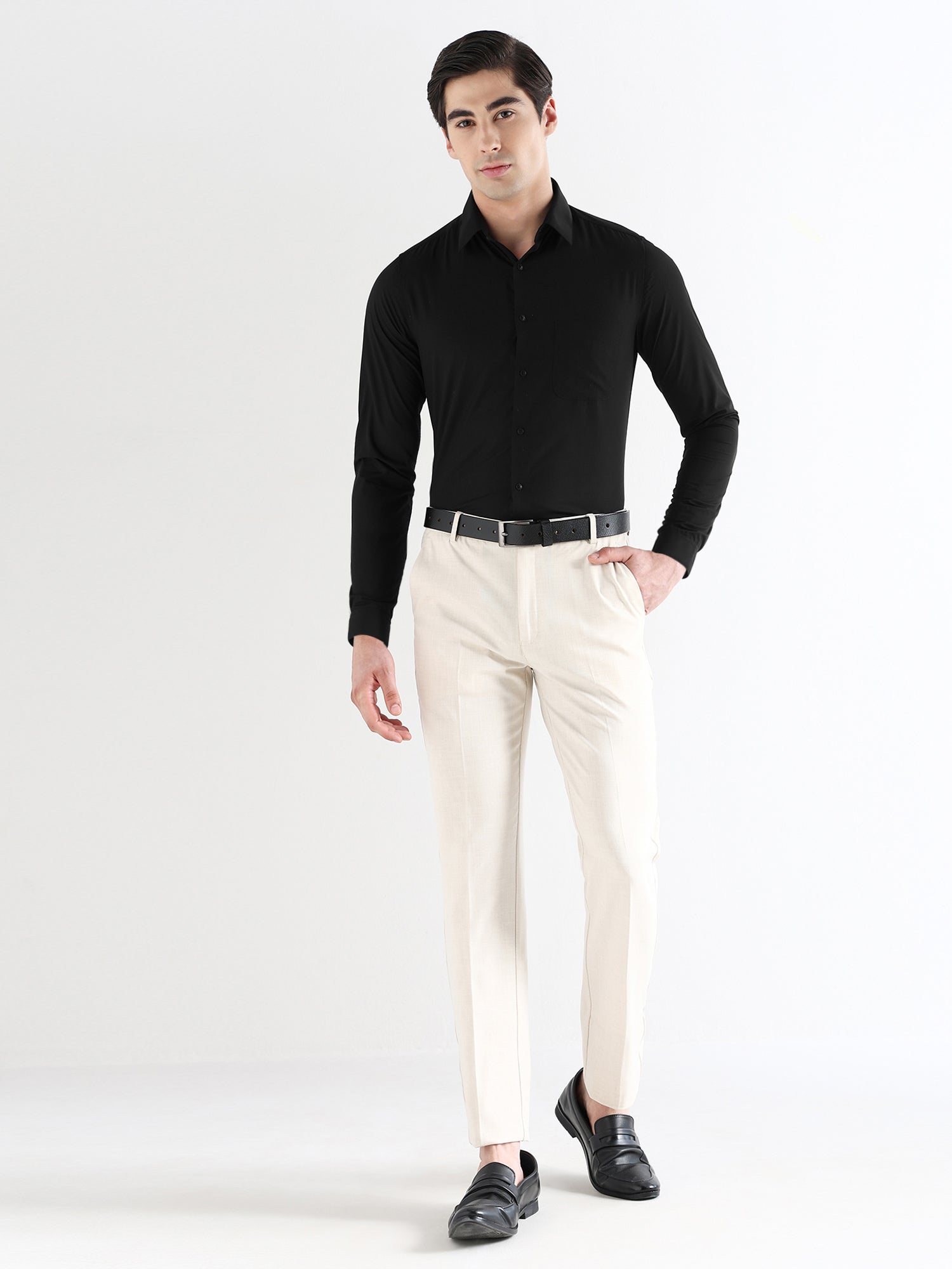 Men Slim Fit Extra Soft Solid Formal Shirt