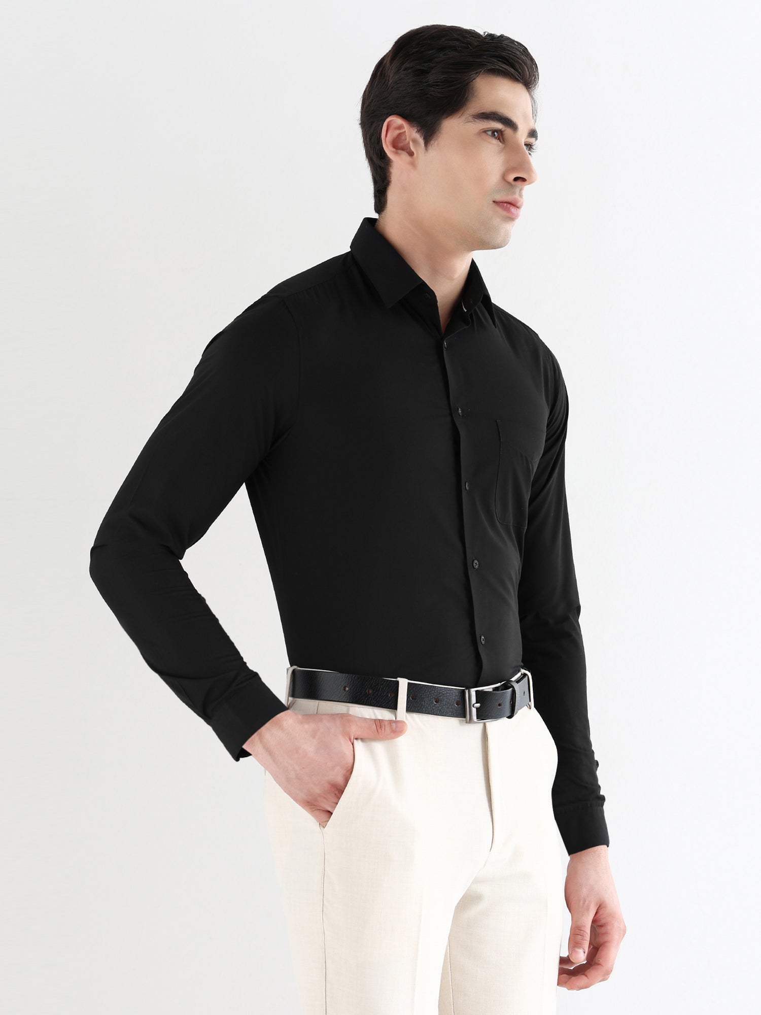 Men Slim Fit Extra Soft Solid Formal Shirt