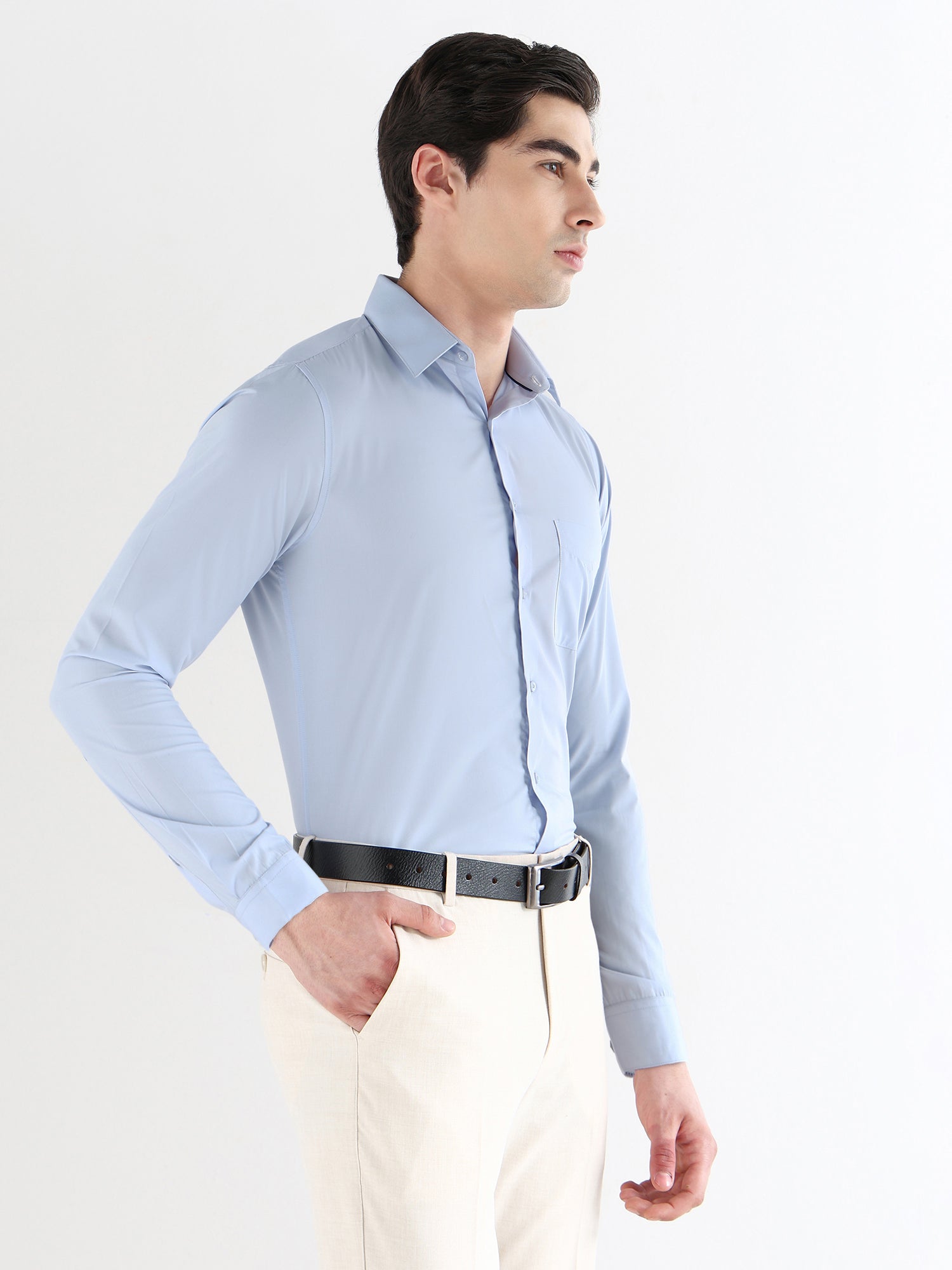 Men Slim Fit Extra Soft Solid Formal Shirt