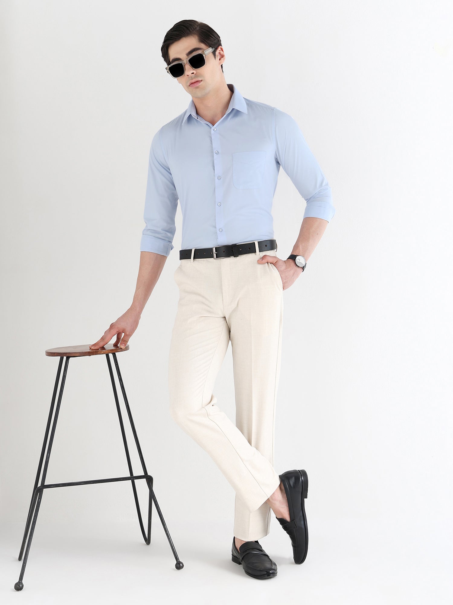 Men Slim Fit Extra Soft Solid Formal Shirt