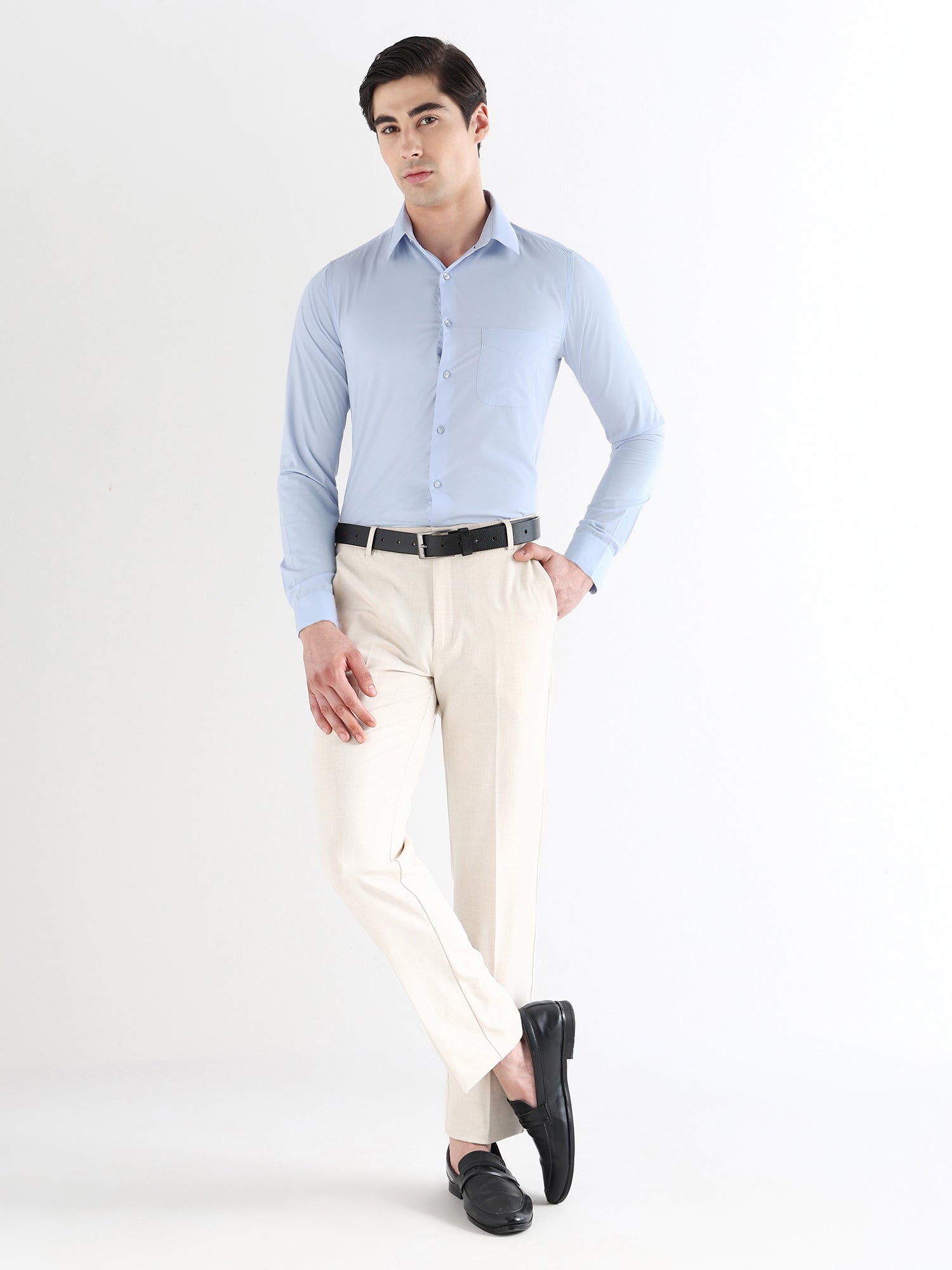Men Slim Fit Extra Soft Solid Formal Shirt