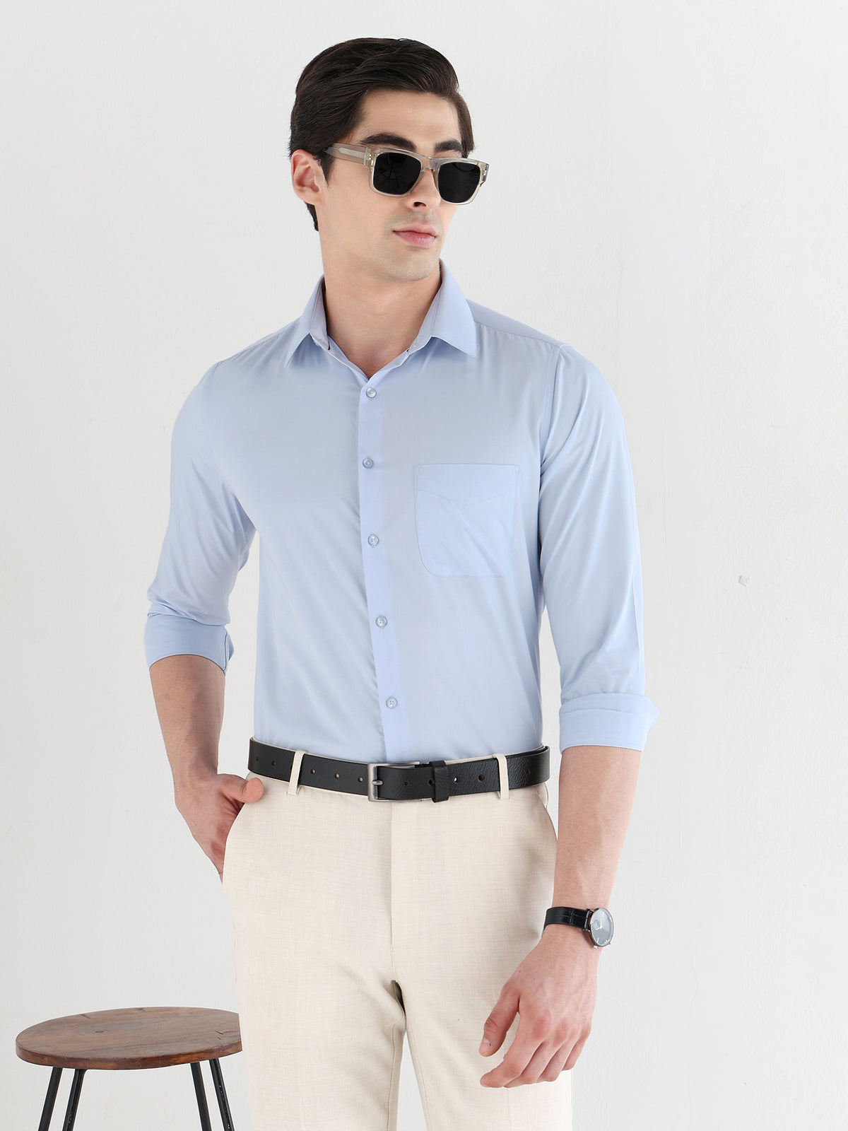 Extra Soft Solid Formal Shirt in Blue - Slim Fit