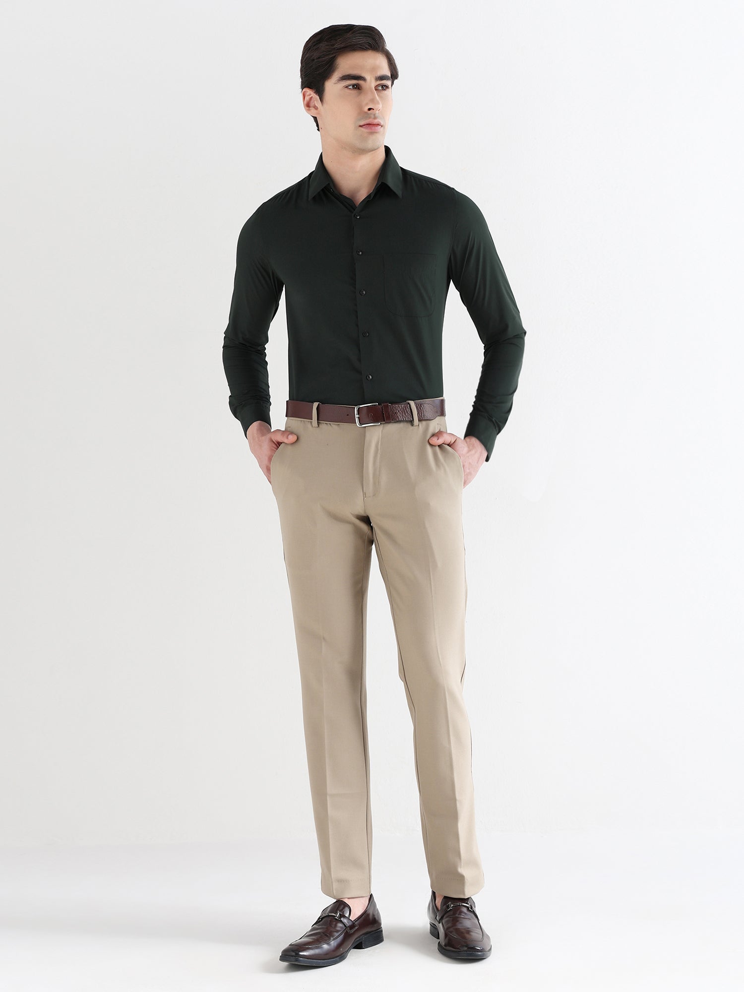 Men Slim Fit Extra Soft Solid Formal Shirt
