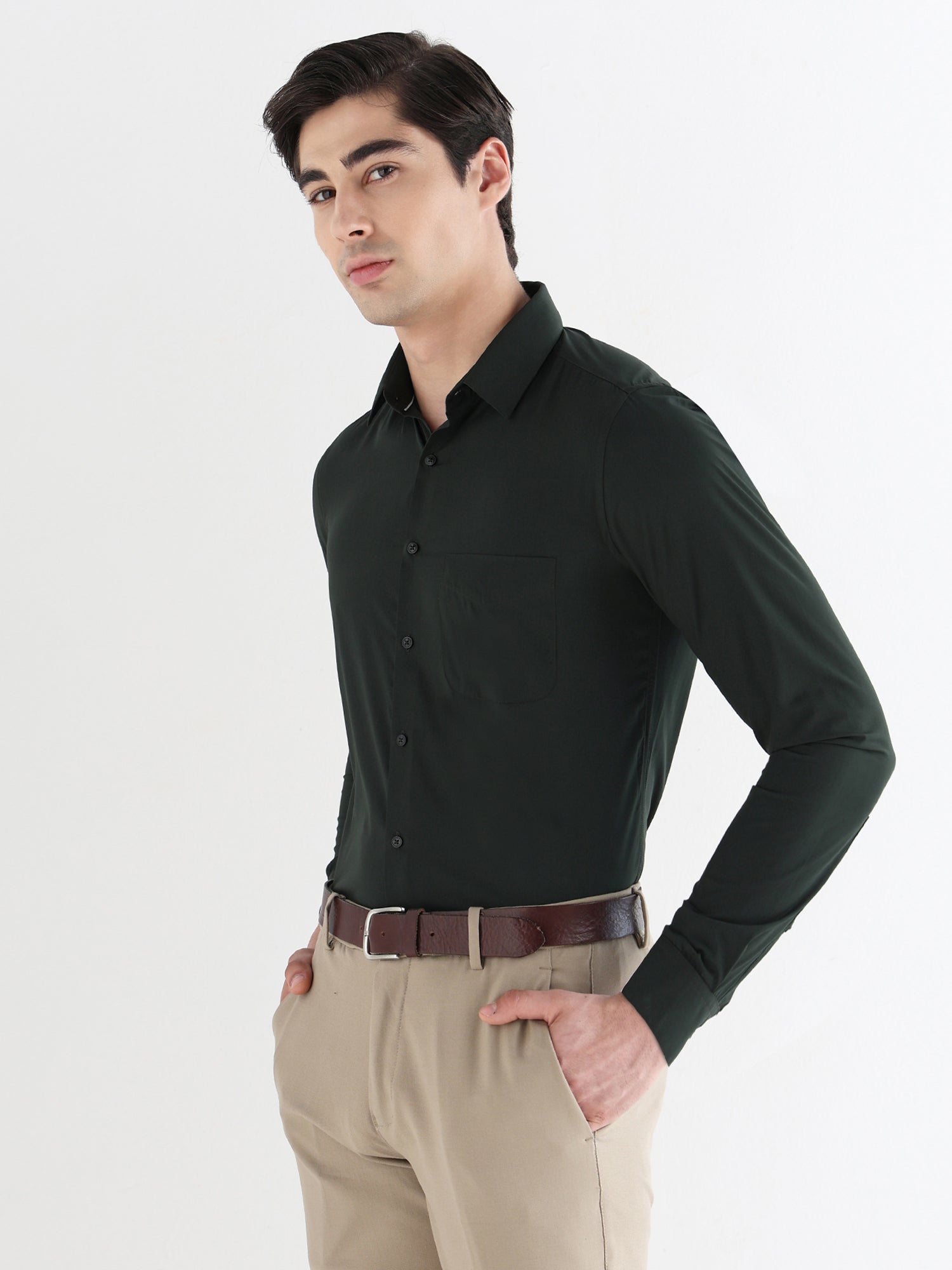 Men Slim Fit Extra Soft Solid Formal Shirt