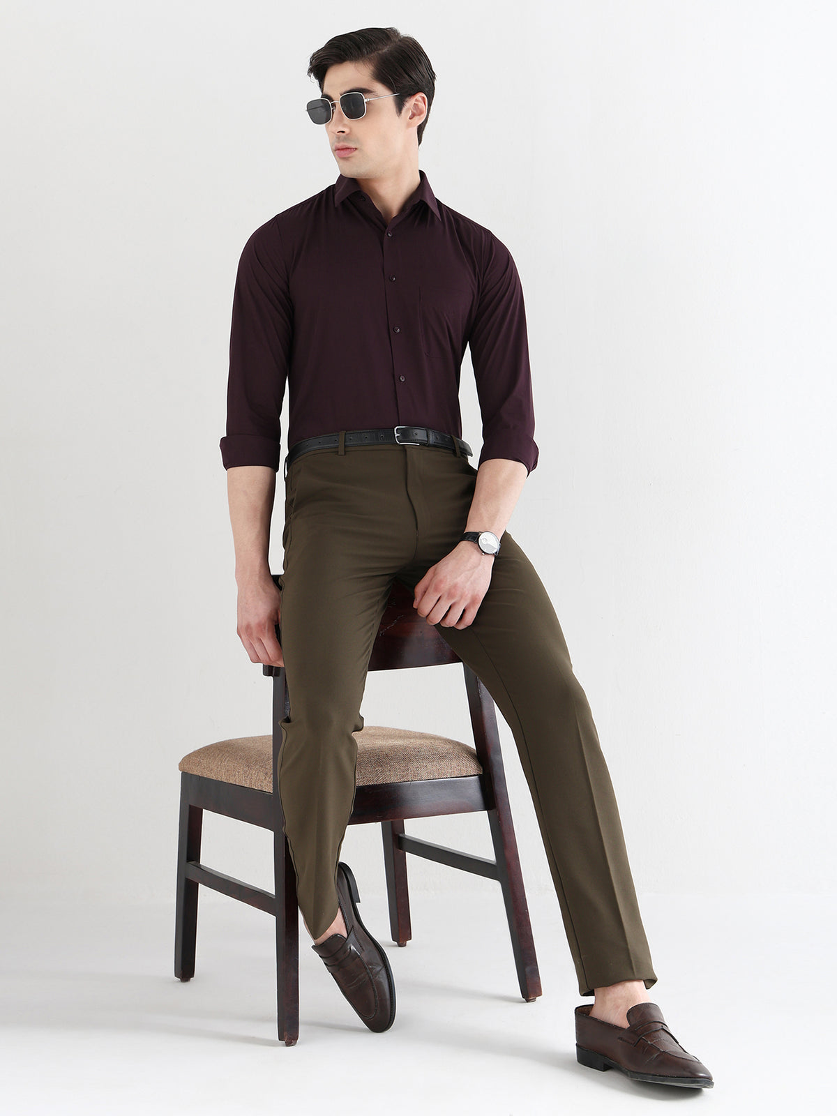 Extra Soft Solid Formal Shirt in Maroon - Slim Fit