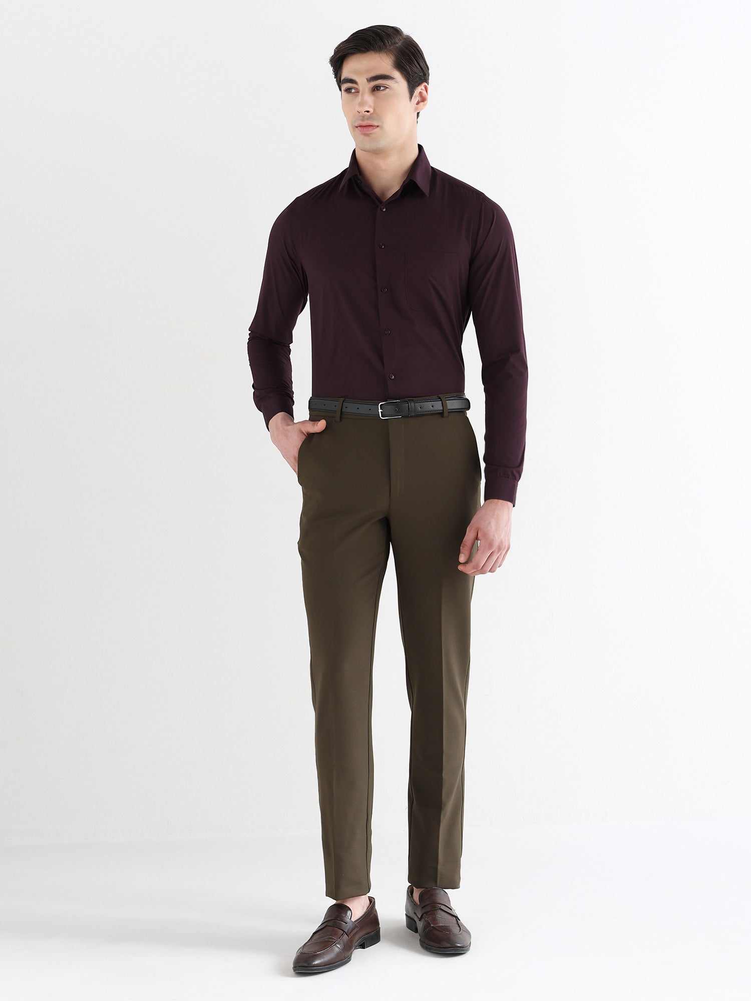 Men Slim Fit Extra Soft Solid Formal Shirt