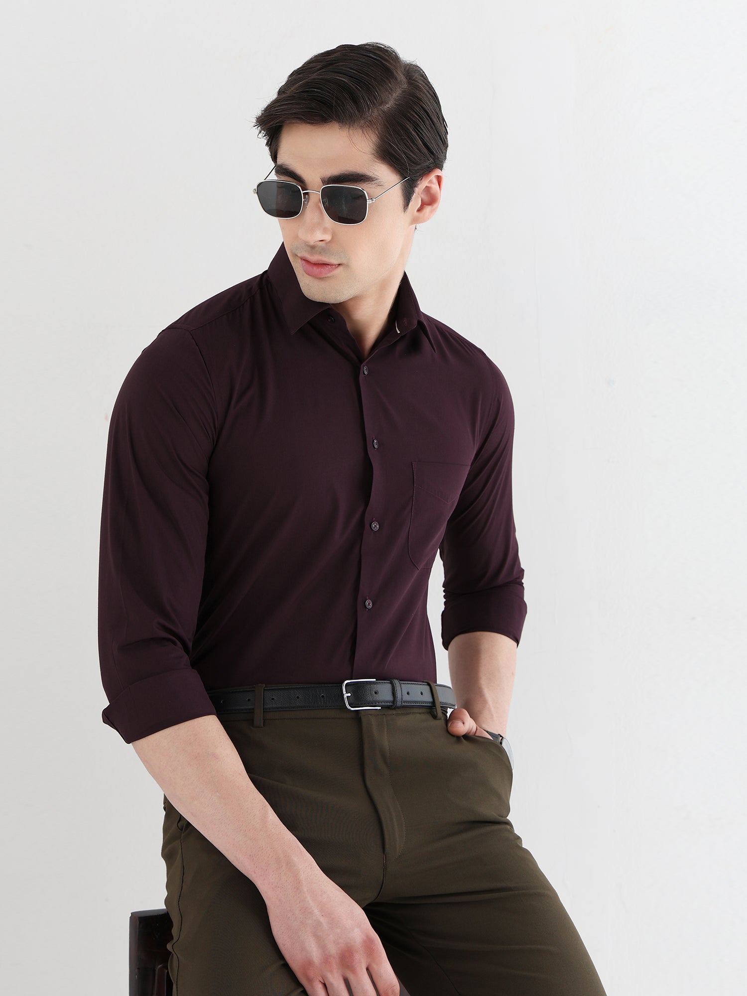 Men Slim Fit Extra Soft Solid Formal Shirt
