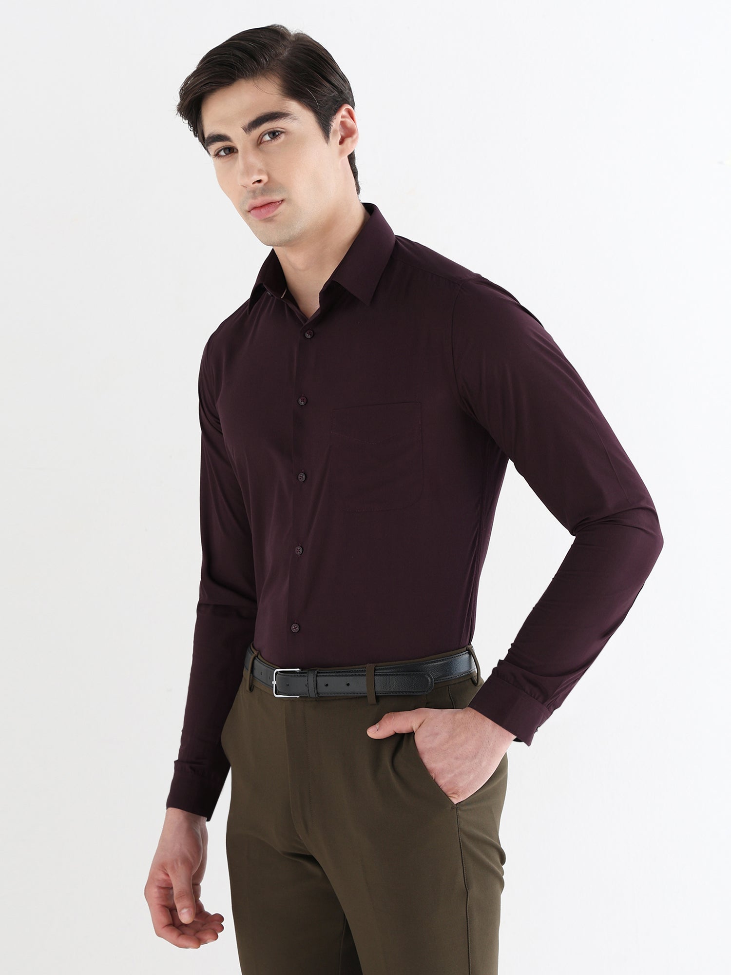 Men Slim Fit Extra Soft Solid Formal Shirt