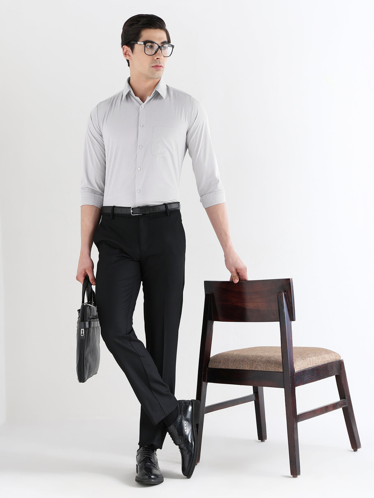 Extra Soft Solid Formal Shirt in Grey - Slim Fit