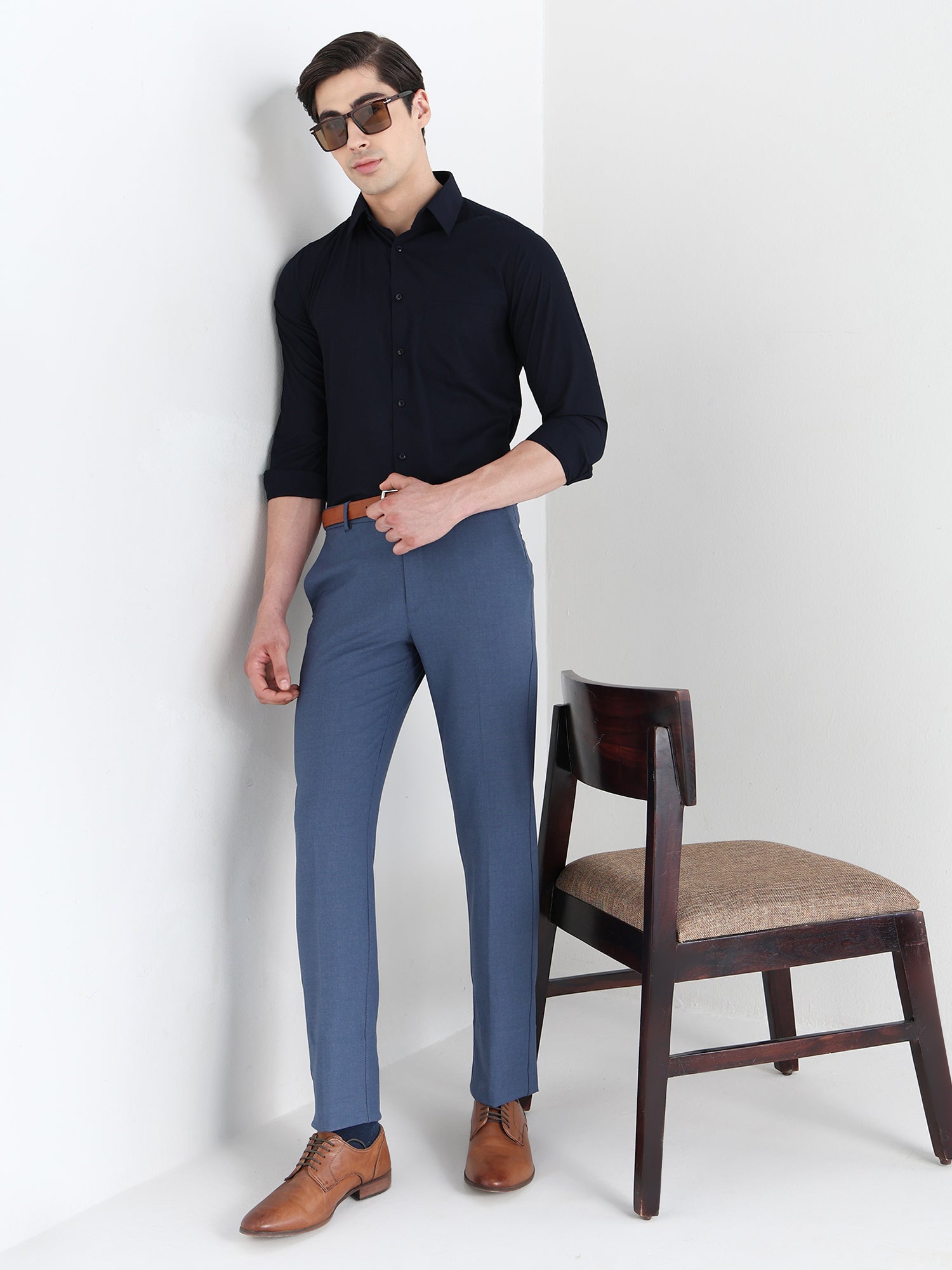 Men Slim Fit Extra Soft Solid Formal Shirt