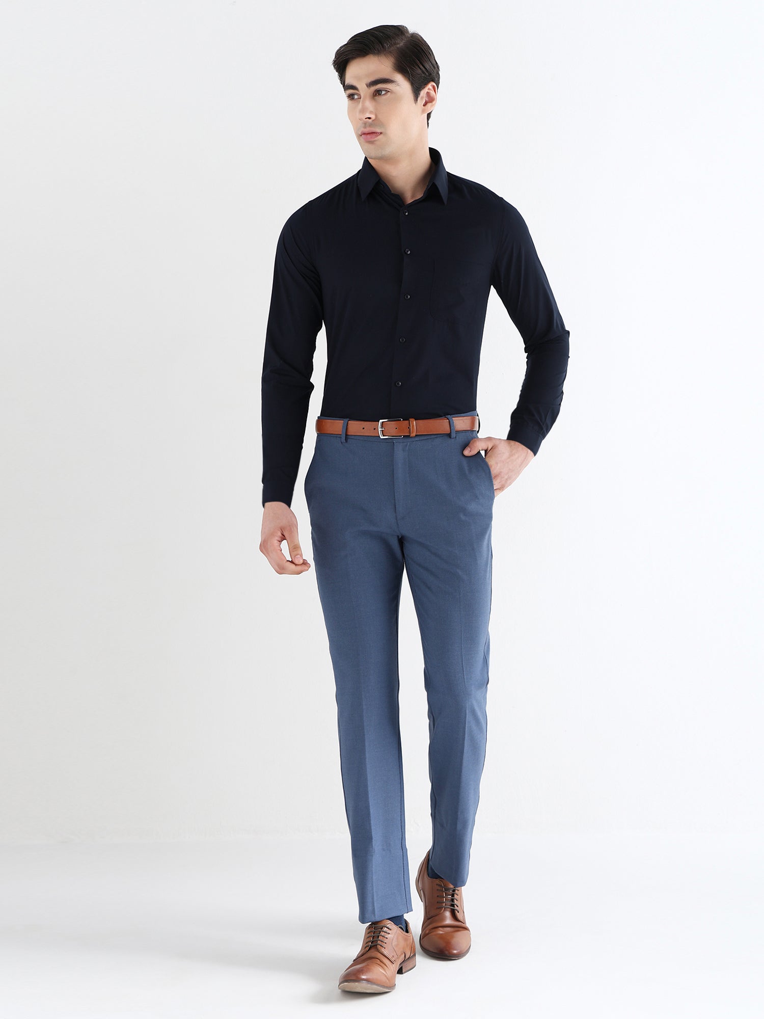 Men Slim Fit Extra Soft Solid Formal Shirt
