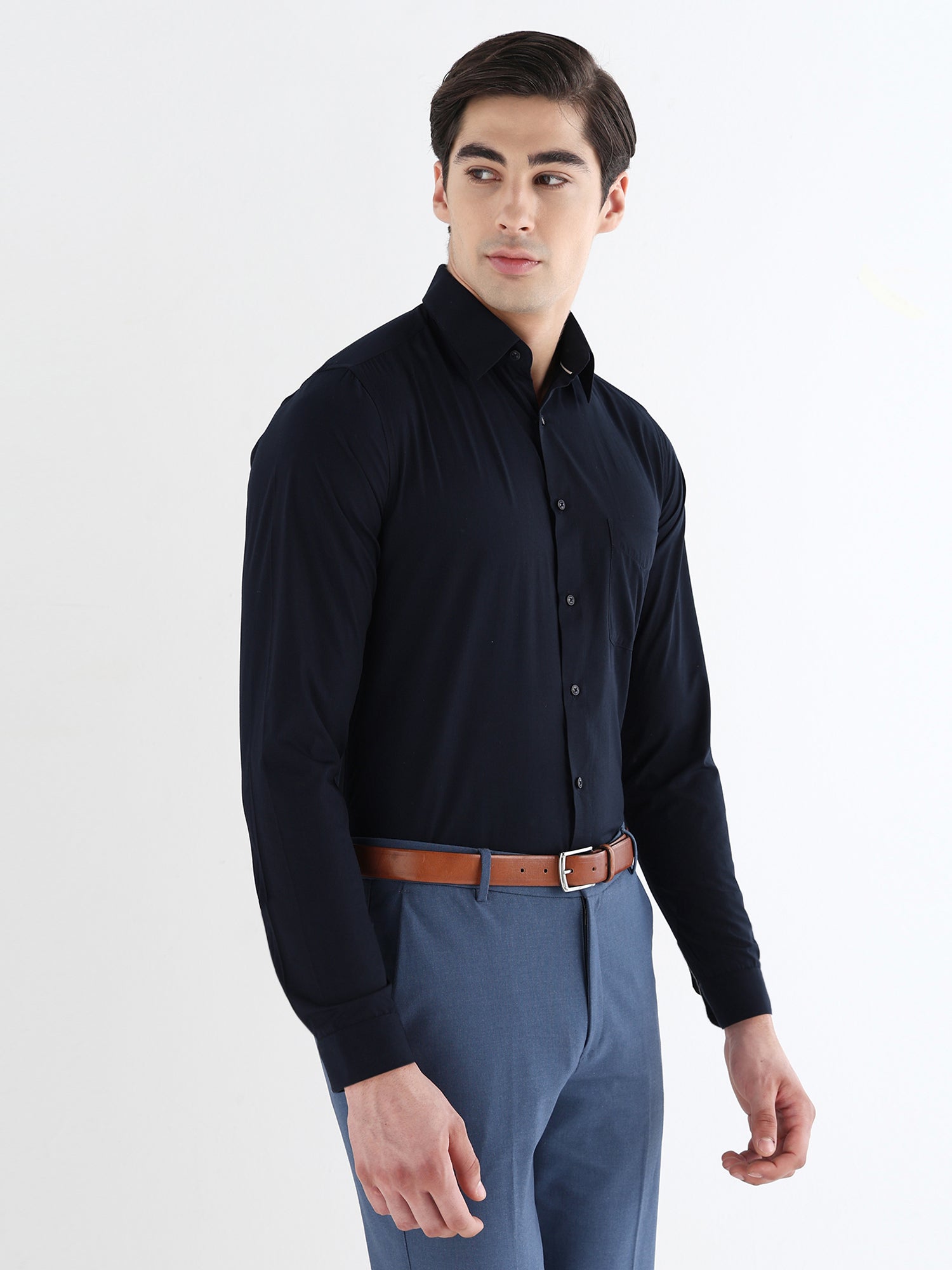 Men Slim Fit Extra Soft Solid Formal Shirt