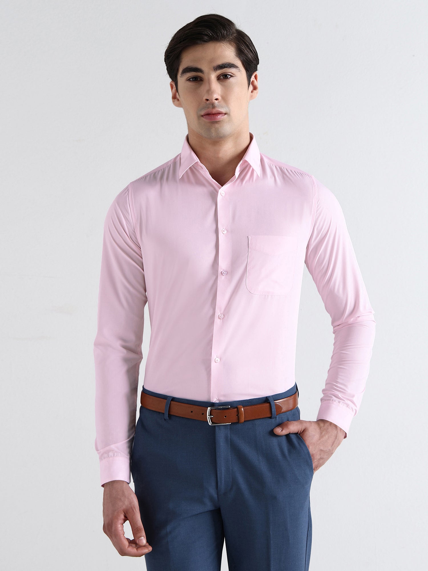 Men Slim Fit Extra Soft Solid Formal Shirt