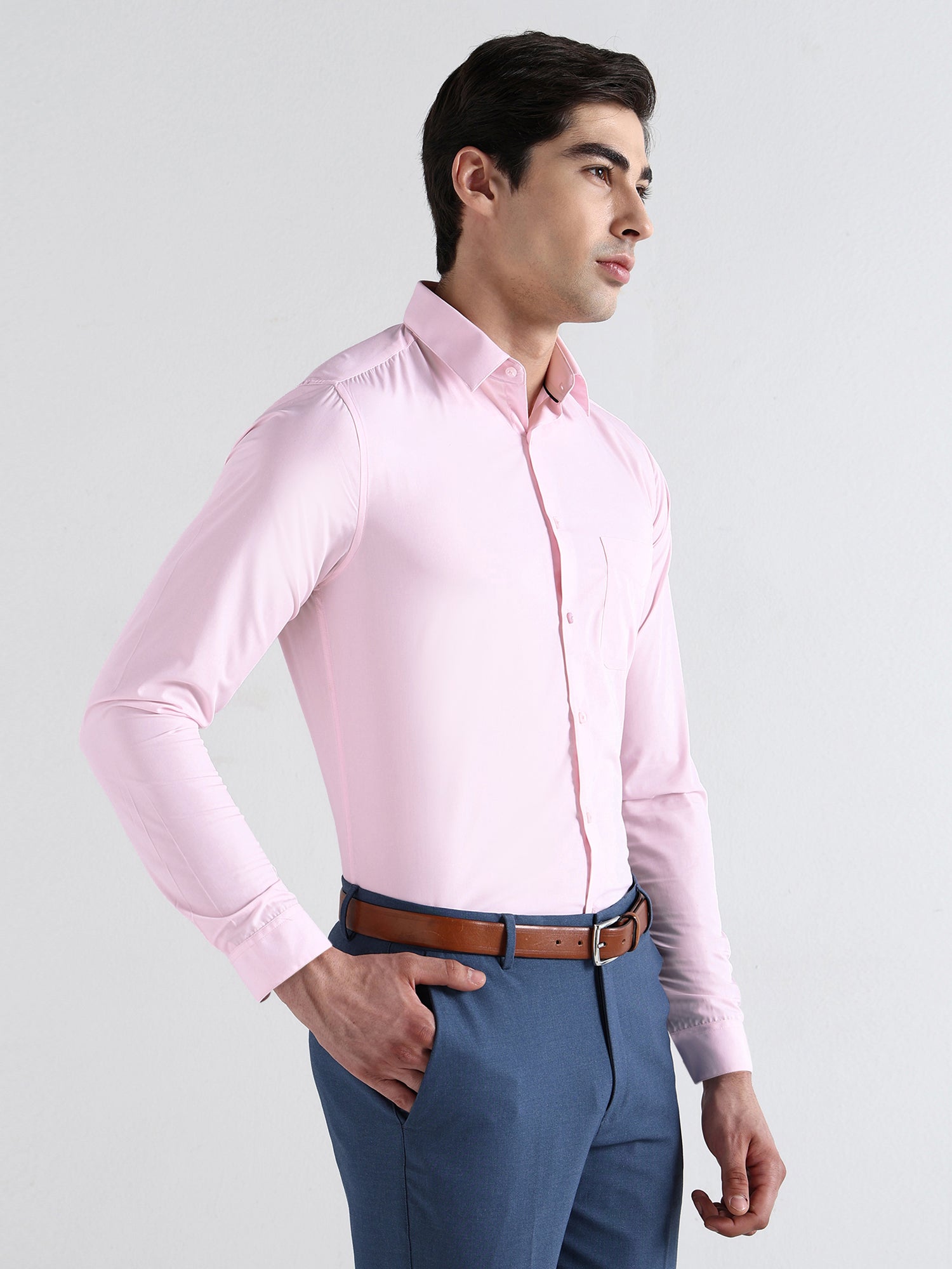 Men Slim Fit Extra Soft Solid Formal Shirt