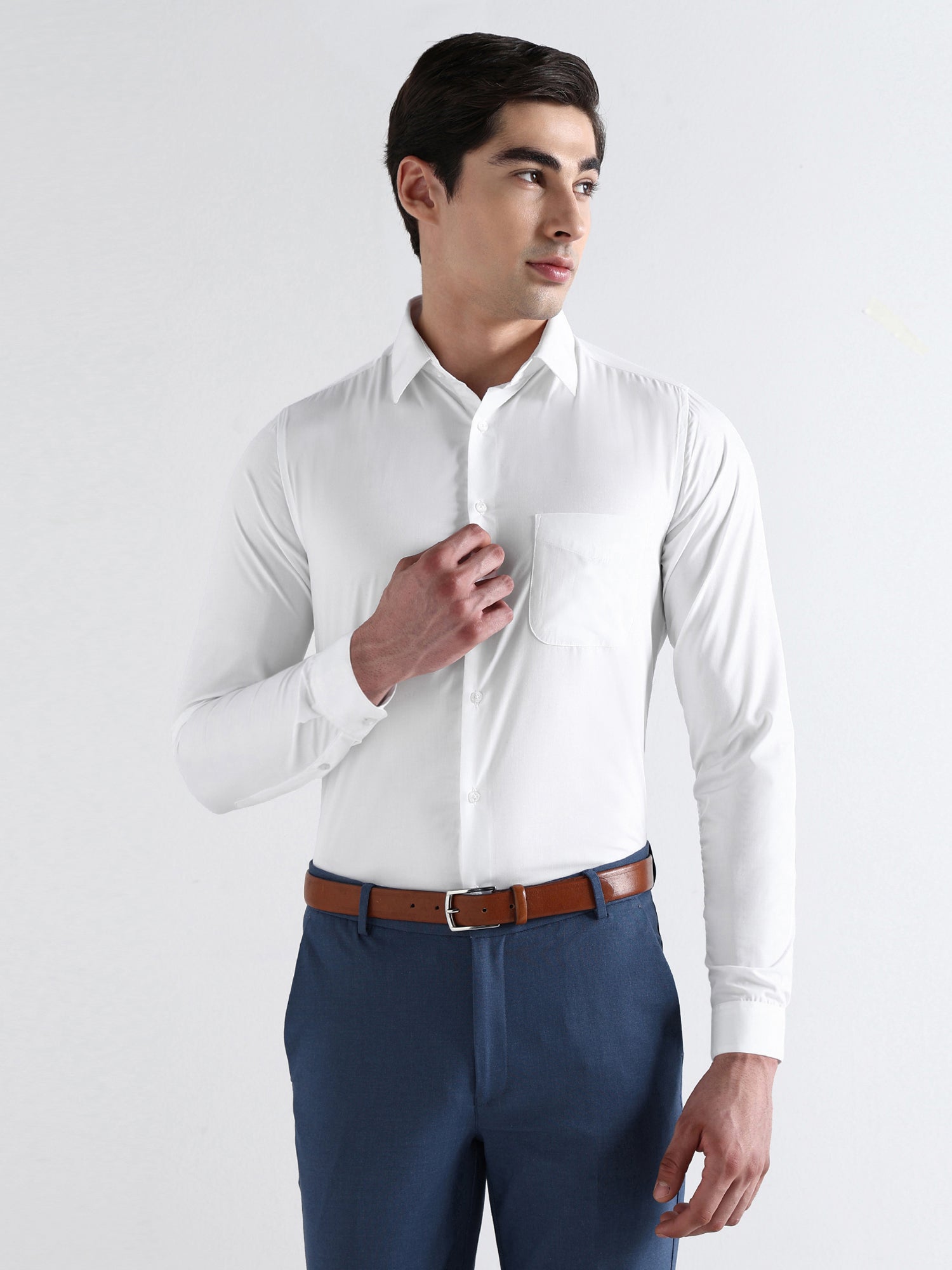 Men Slim Fit Extra Soft Solid Formal Shirt
