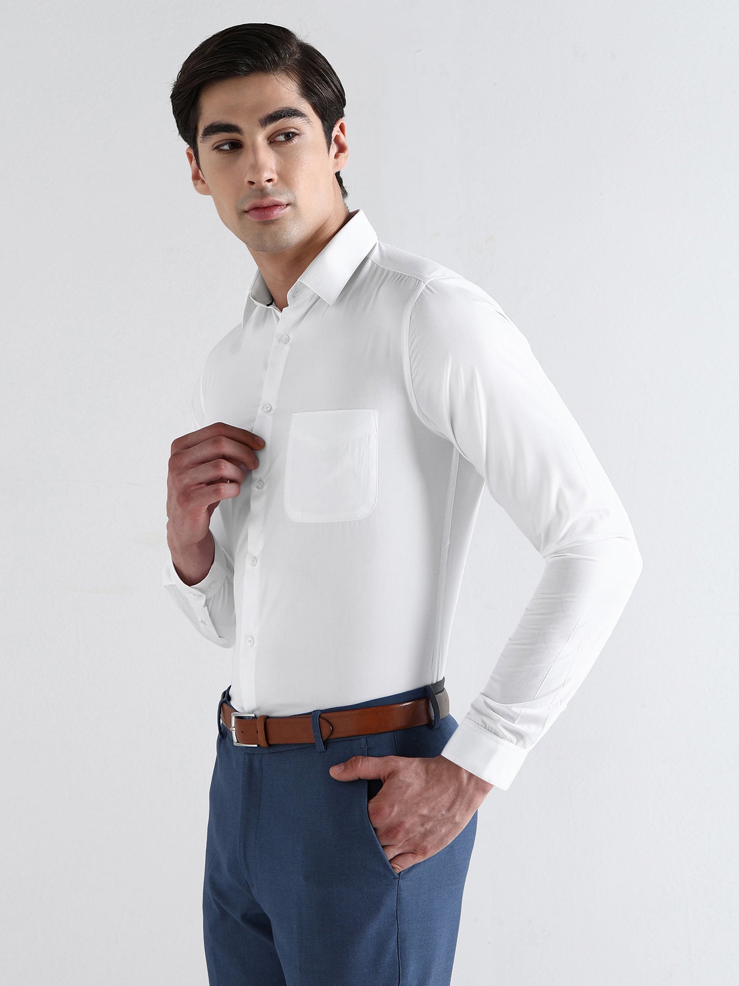 Men Slim Fit Extra Soft Solid Formal Shirt