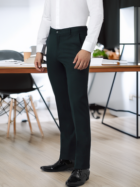Flex Waist 4-Way Stretch Formal Trousers in Bottle Green- Slim Fit