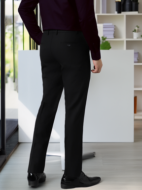 Flex Waist 4-Way Stretch Formal Trousers in Black- Slim Fit
