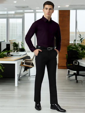 Flex Waist 4-Way Stretch Formal Trousers in Black- Slim Fit
