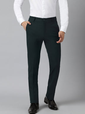 Flex Waist 4-Way Stretch Formal Trousers in Bottle Green- Slim Fit