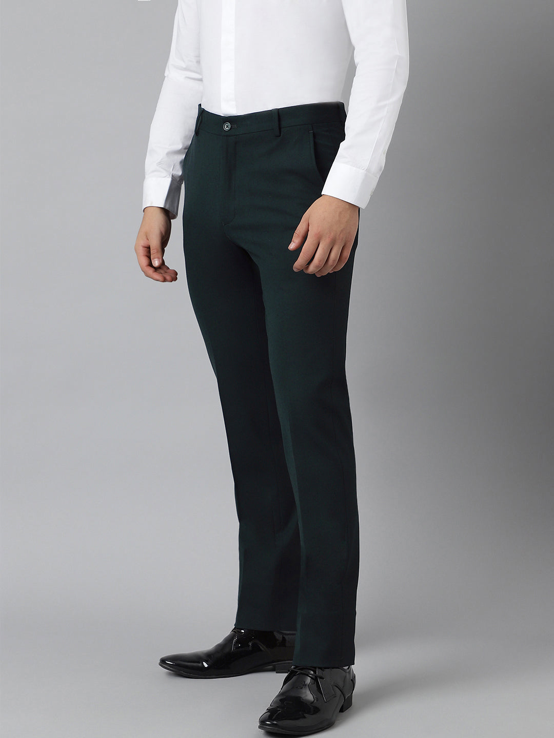 Flex Waist 4-Way Stretch Formal Trousers in Bottle Green- Slim Fit