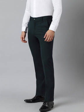 Flex Waist 4-Way Stretch Formal Trousers in Bottle Green- Slim Fit