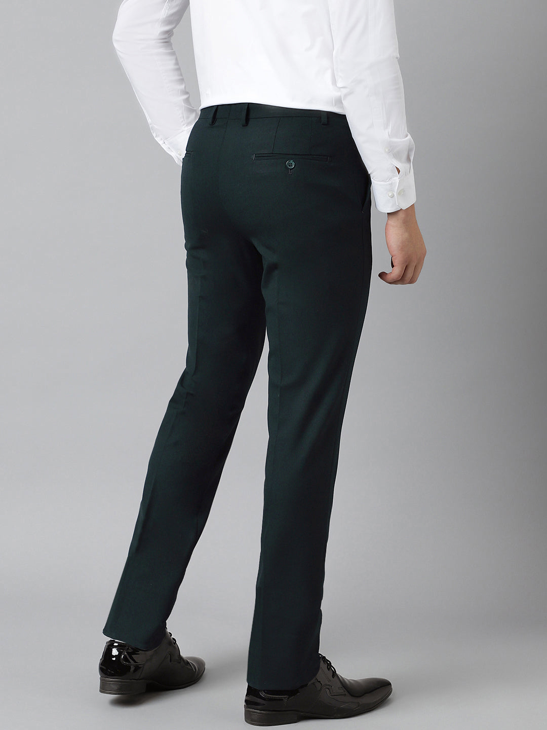 Flex Waist 4-Way Stretch Formal Trousers in Bottle Green- Slim Fit