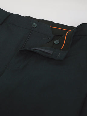 Flex Waist 4-Way Stretch Formal Trousers in Bottle Green- Slim Fit