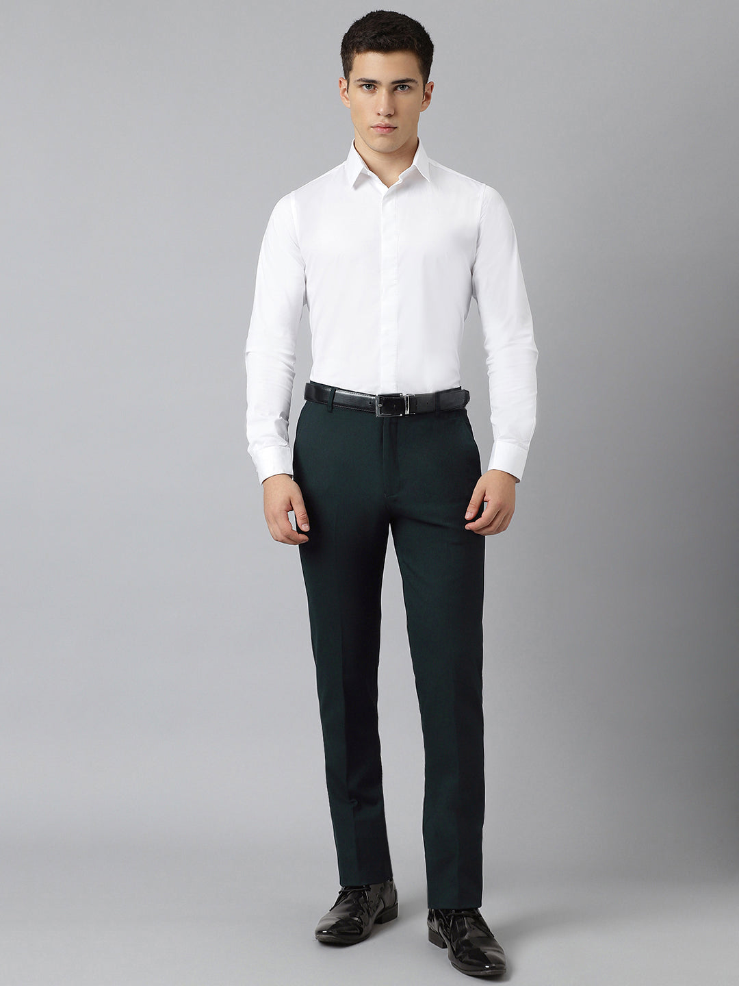 Flex Waist 4-Way Stretch Formal Trousers in Bottle Green- Slim Fit