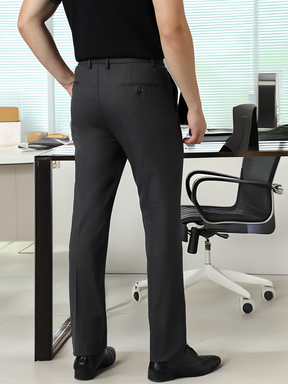 Flex Waist 4-Way Stretch Formal Trousers in Charcoal Grey- Slim Fit