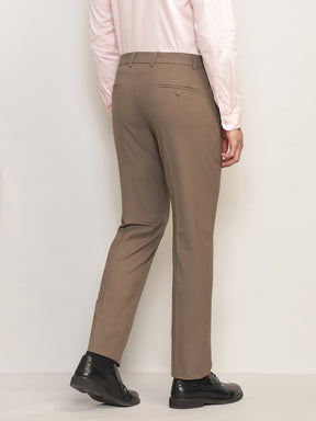Flex Waist 4-Way Stretch Formal Trousers in Darkwood - Slim Fit