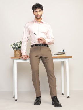 Flex Waist 4-Way Stretch Formal Trousers in Darkwood - Slim Fit
