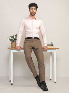 Flex Waist 4-Way Stretch Formal Trousers in Darkwood - Slim Fit