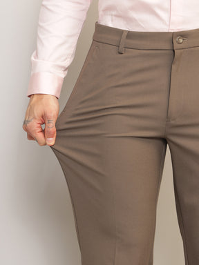 Flex Waist 4-Way Stretch Formal Trousers in Darkwood - Slim Fit