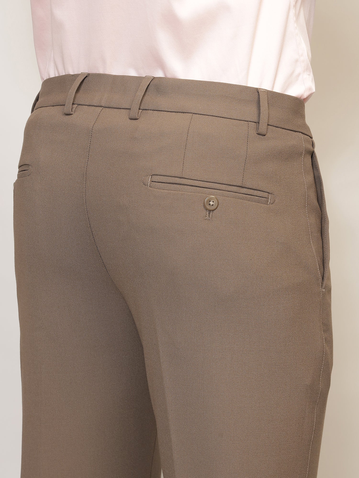 Flex Waist 4-Way Stretch Formal Trousers in Darkwood - Slim Fit