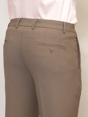 Flex Waist 4-Way Stretch Formal Trousers in Darkwood - Slim Fit