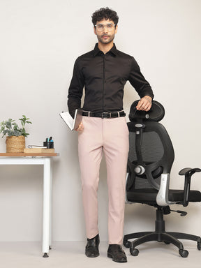 Flex Waist 4-Way Stretch Formal Trousers in Light Peach- Slim Fit