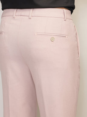 Flex Waist 4-Way Stretch Formal Trousers in Light Peach- Slim Fit