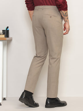 Flex Waist 4-Way Stretch Formal Trousers in Light Taupe- Slim Fit