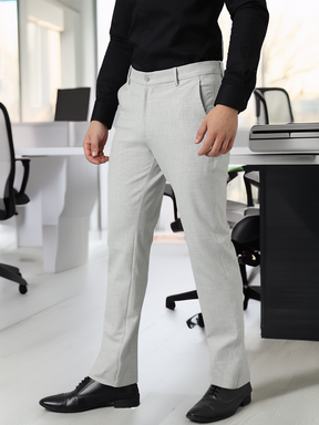 Flex Waist 4-Way Stretch Formal Trousers in Lunar Grey - Slim Fit