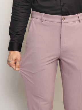 Flex Waist 4-Way Stretch Formal Trousers in Mauve- Slim Fit