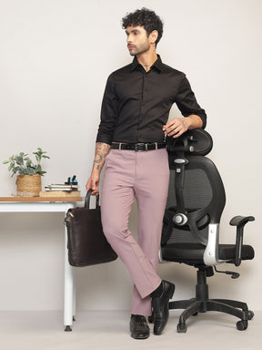 Flex Waist 4-Way Stretch Formal Trousers in Mauve- Slim Fit