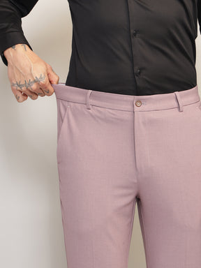 Flex Waist 4-Way Stretch Formal Trousers in Mauve- Slim Fit