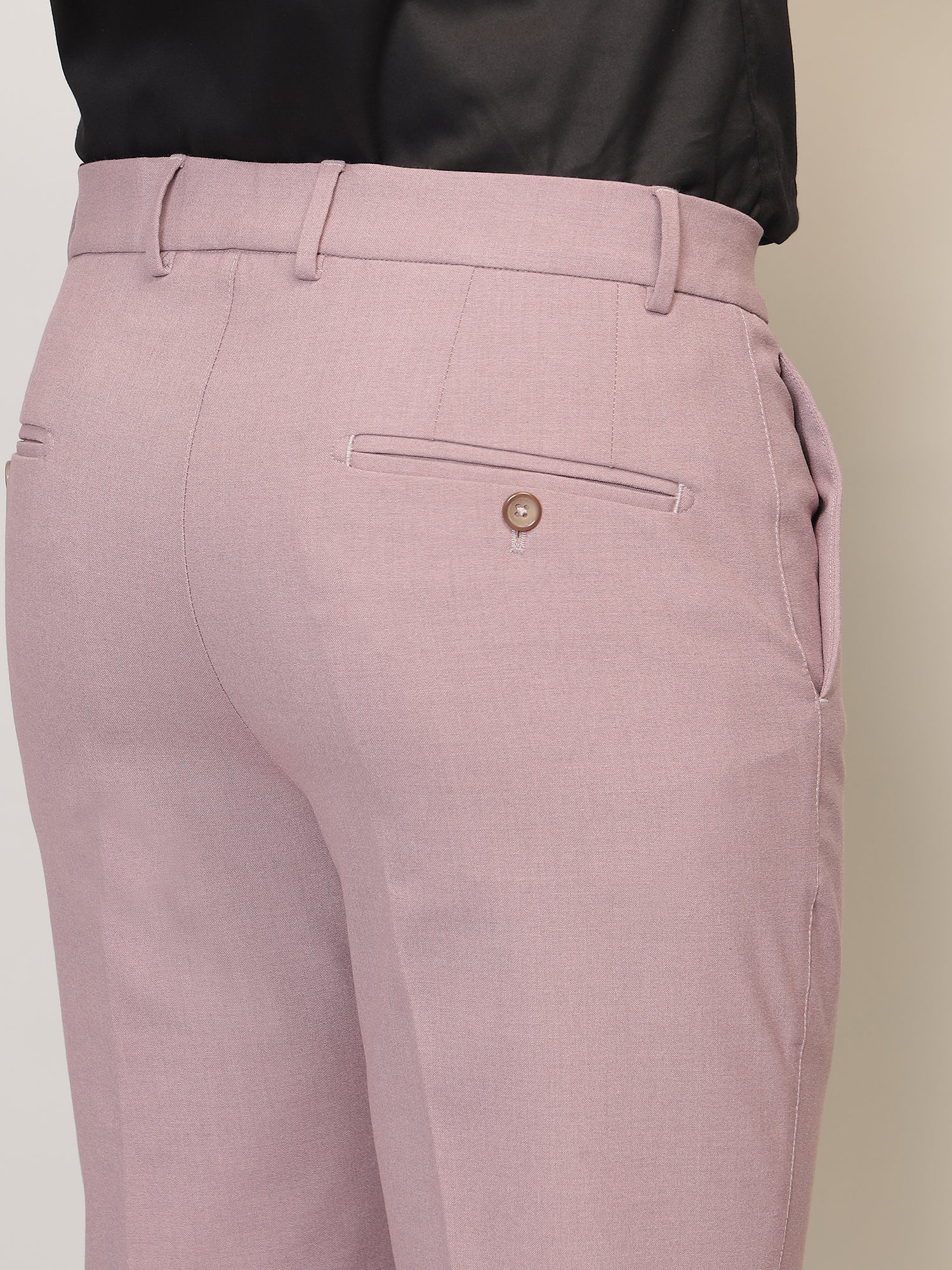 Flex Waist 4-Way Stretch Formal Trousers in Mauve- Slim Fit