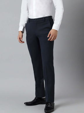 Flex Waist 4-Way Stretch Formal Trousers in Mel Blue- Slim Fit