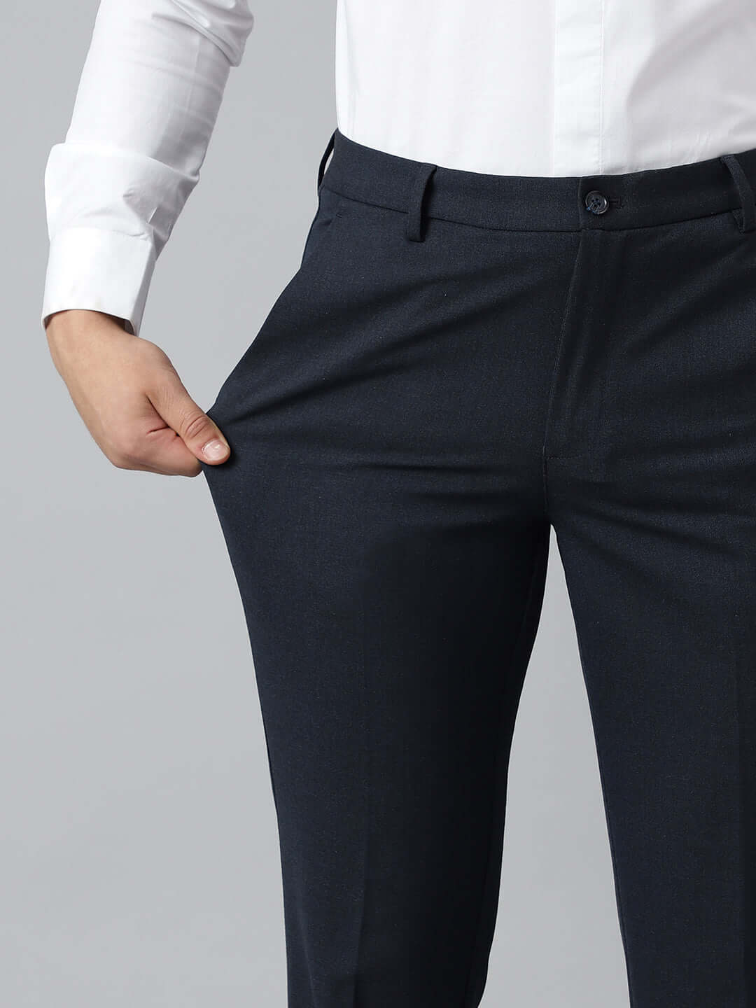 Flex Waist 4-Way Stretch Formal Trousers in Mel Blue- Slim Fit