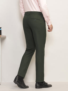 Flex Waist 4-Way Stretch Formal Trousers in Olive- Slim Fit